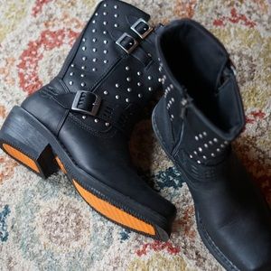 Harley-Davidson® black leather motorcycle boots.